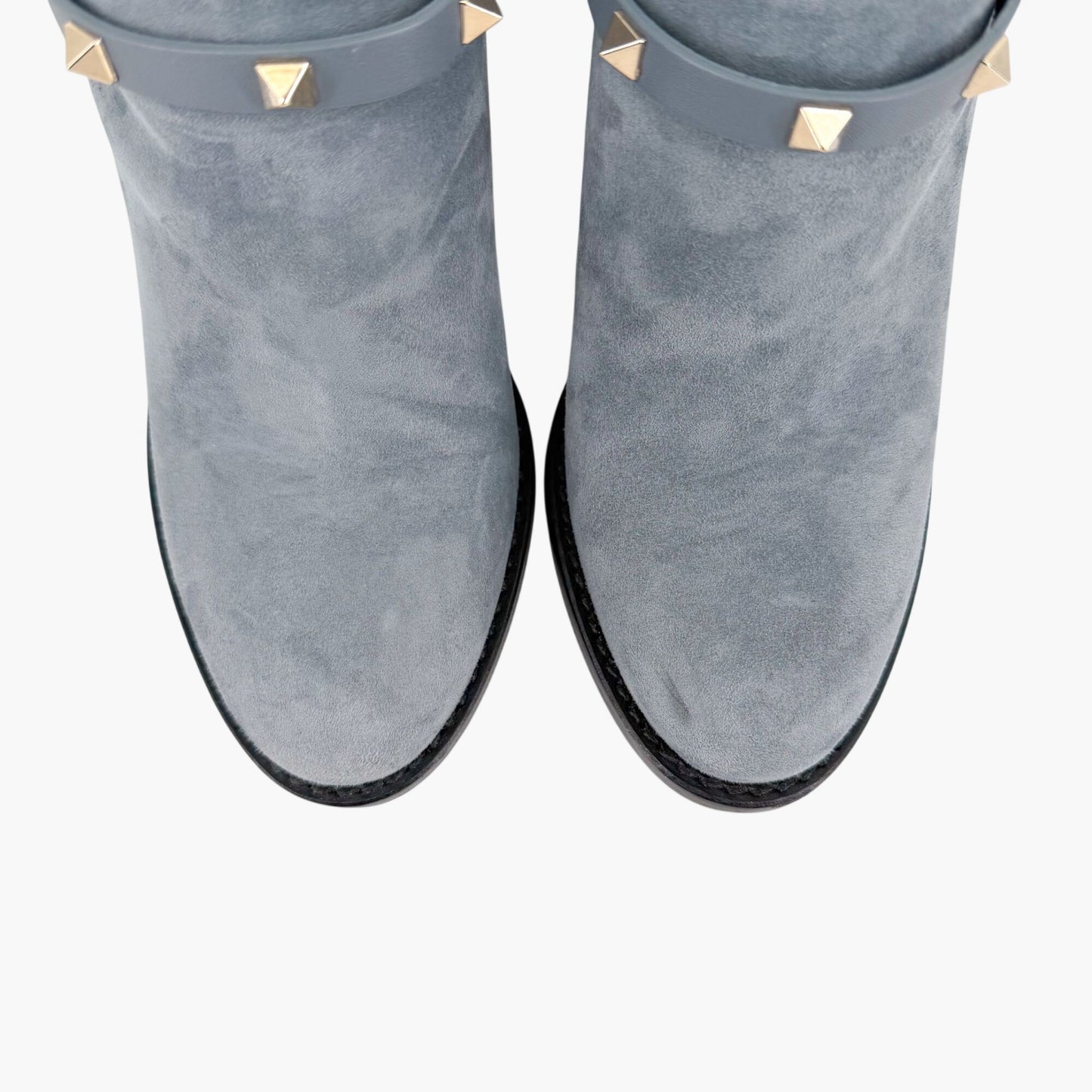 Valentino Garavani Rockstud Ankle Boots Blue Suede Size 39