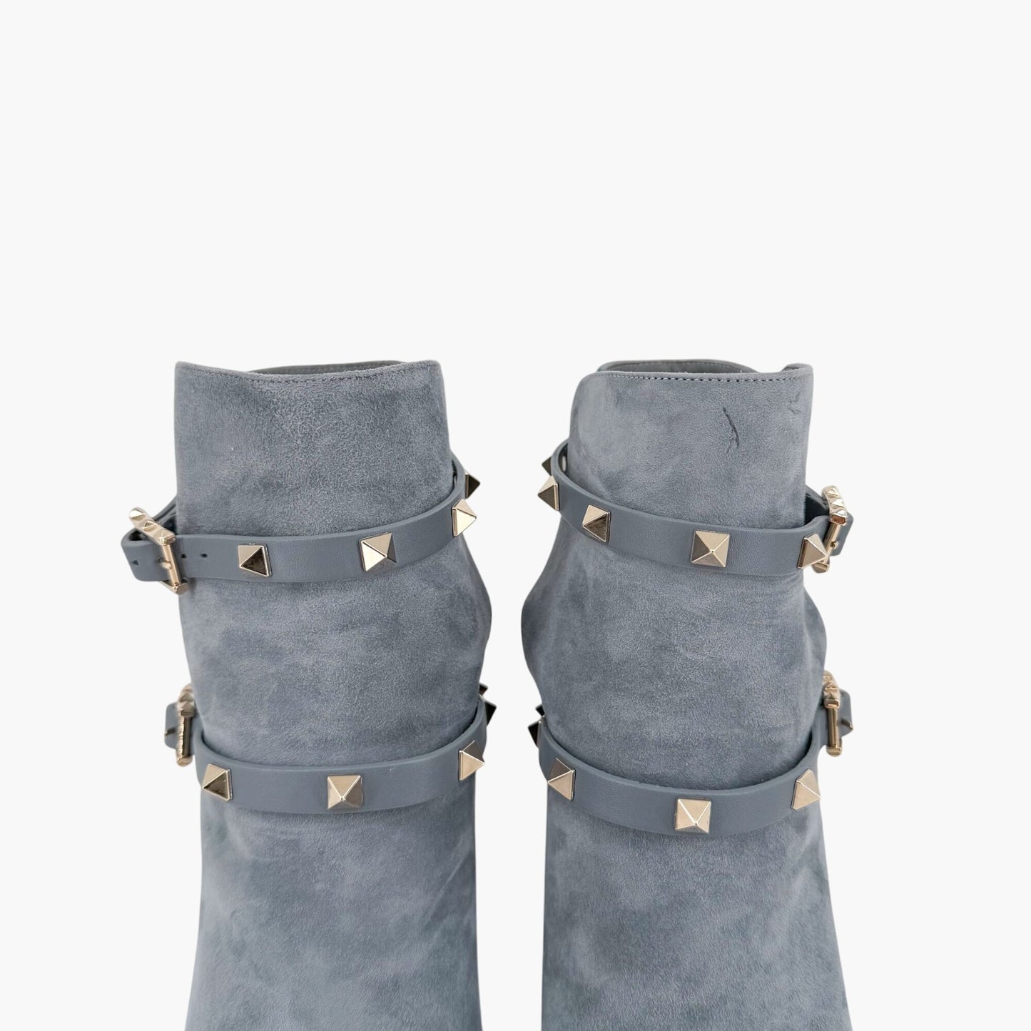 Valentino Garavani Rockstud Ankle Boots Blue Suede Size 39