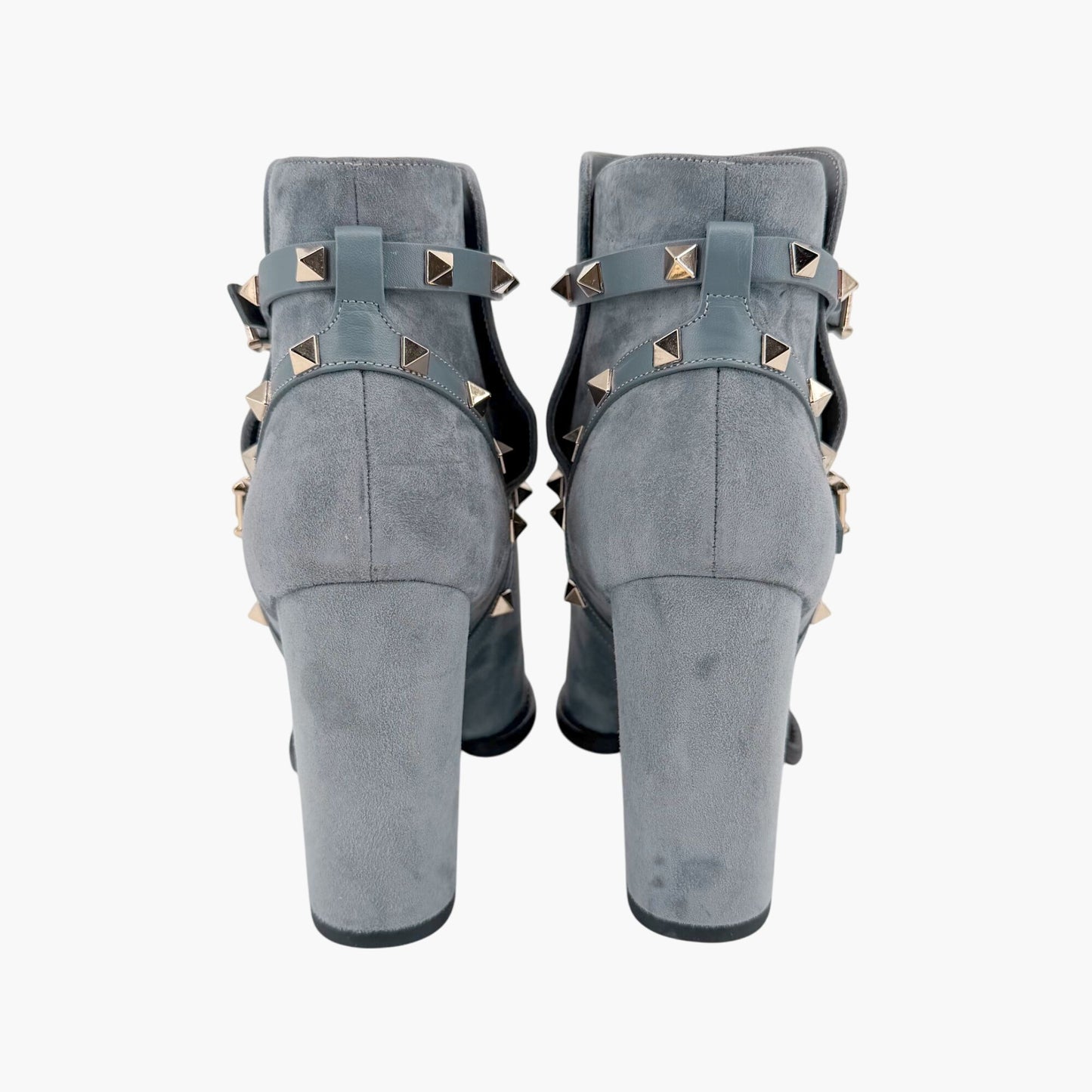 Valentino Garavani Rockstud Ankle Boots Blue Suede Size 39