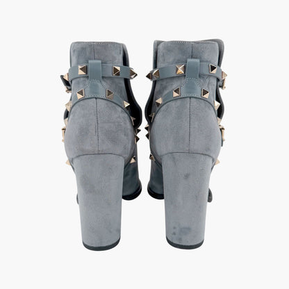 Valentino Garavani Rockstud Ankle Boots Blue Suede Size 39