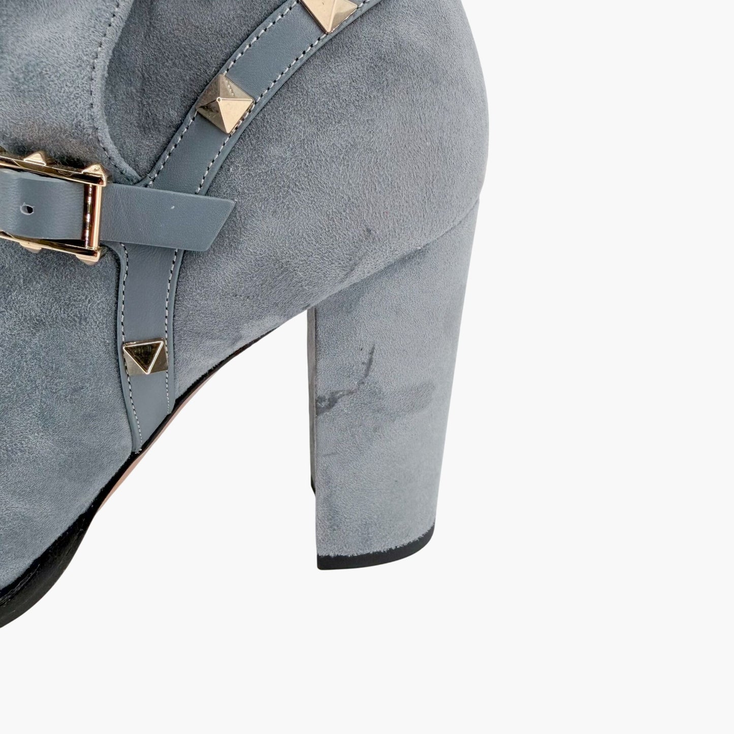 Valentino Garavani Rockstud Ankle Boots Blue Suede Size 39