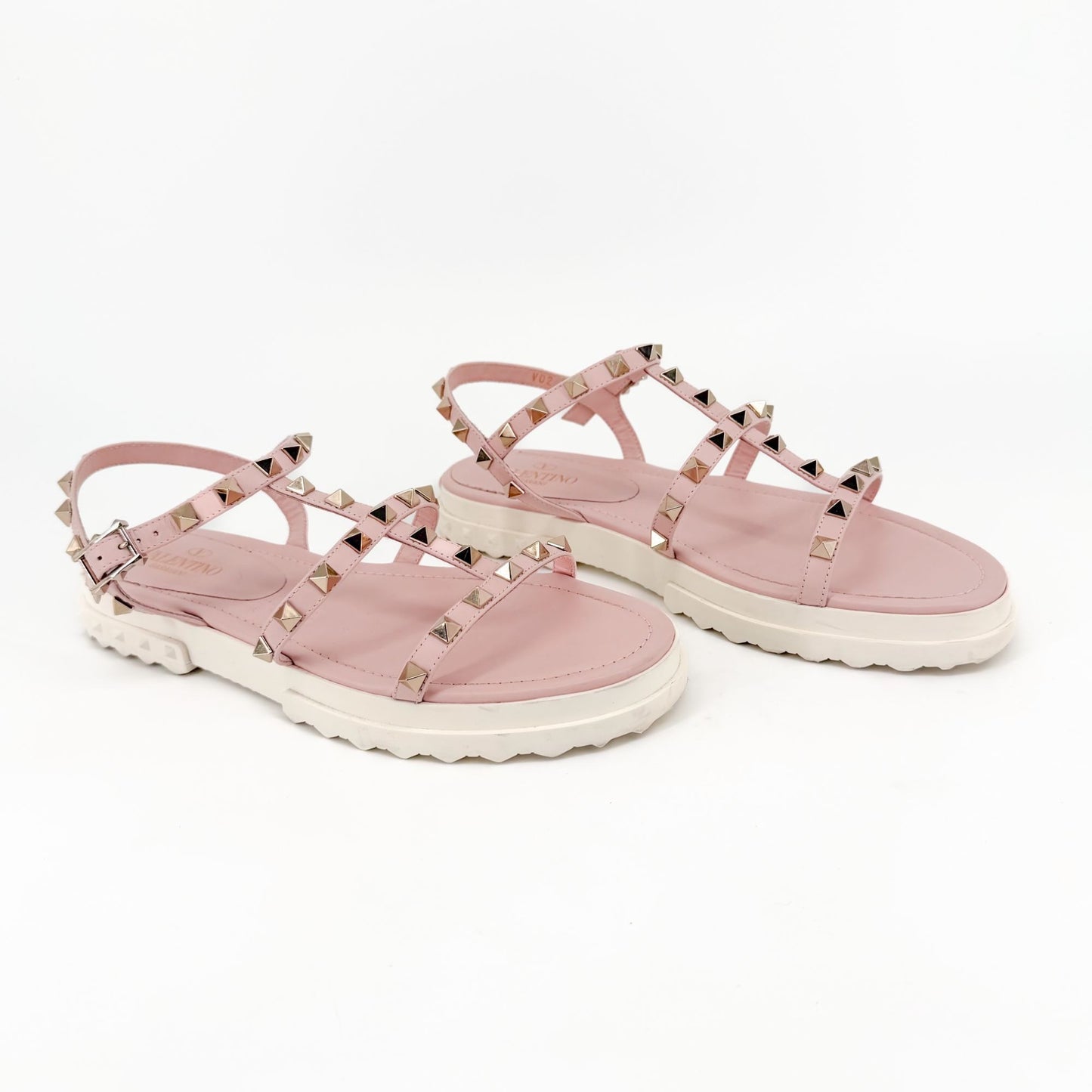 Valentino Garavani Rockstud Fisherman Sandals Pink Size 38