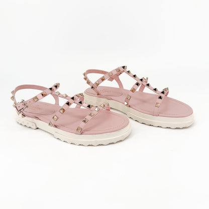 Valentino Garavani Rockstud Fisherman Sandals Pink Size 38