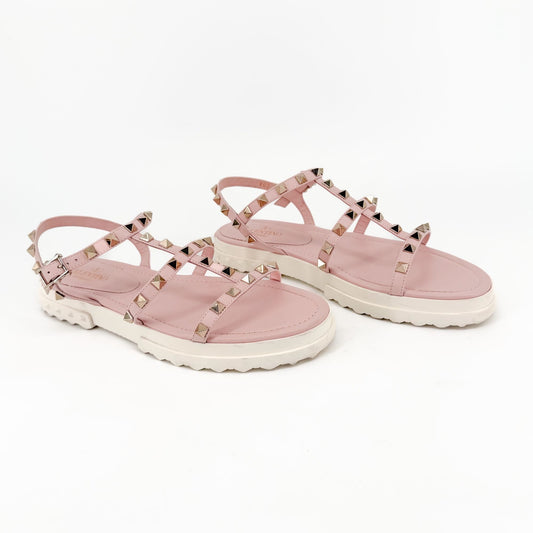 Valentino Garavani Rockstud Fisherman Sandals Pink Size 38