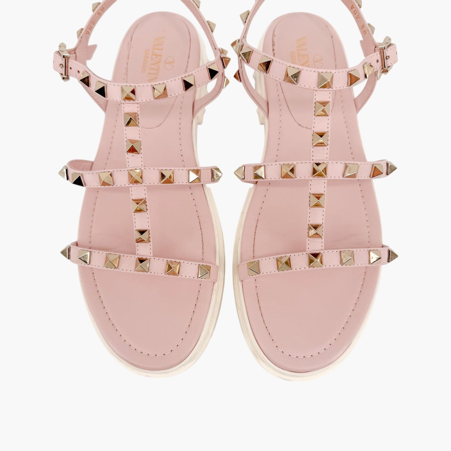 Valentino Garavani Rockstud Fisherman Sandals Pink Size 38