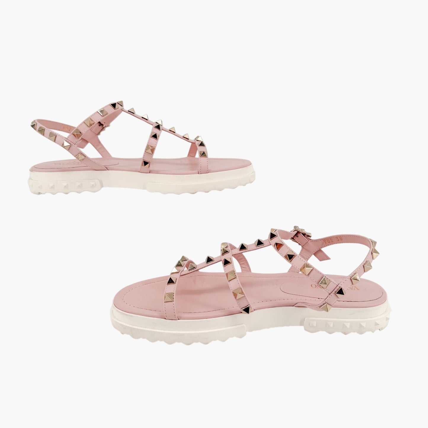 Valentino Garavani Rockstud Fisherman Sandals Pink Size 38