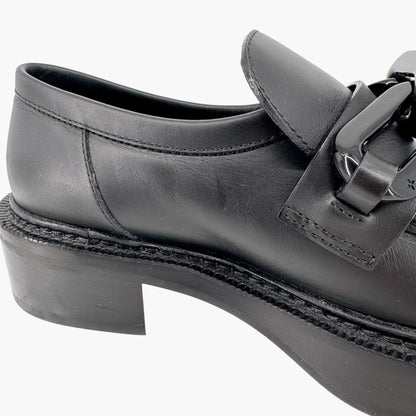 Louis Vuitton Academy Loafers in Black Leather with Monogram Chain – Size 37.5