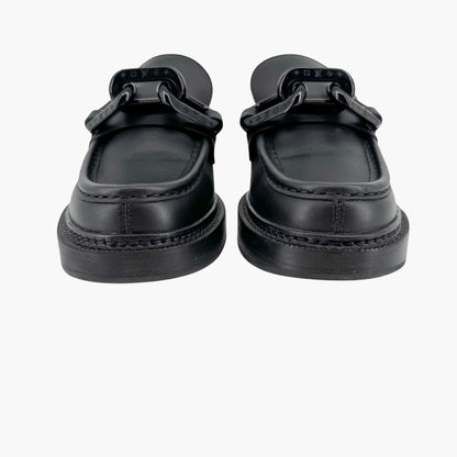 Louis Vuitton Academy Loafers in Black Leather with Monogram Chain – Size 37.5