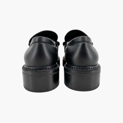 Louis Vuitton Academy Loafers in Black Leather with Monogram Chain – Size 37.5