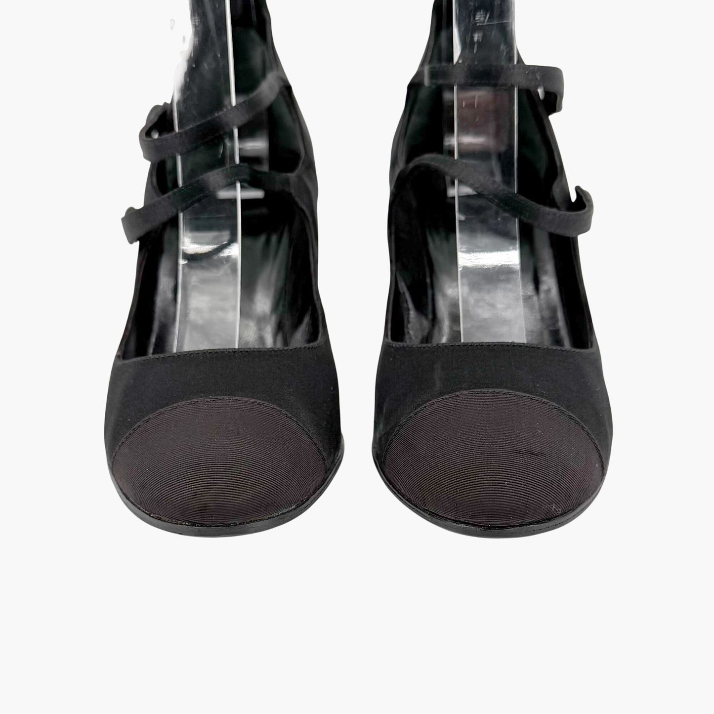 Chanel Triple Strap Mary Jane Pumps Black Size 39