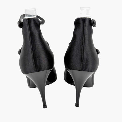 Chanel Triple Strap Mary Jane Pumps Black Size 39