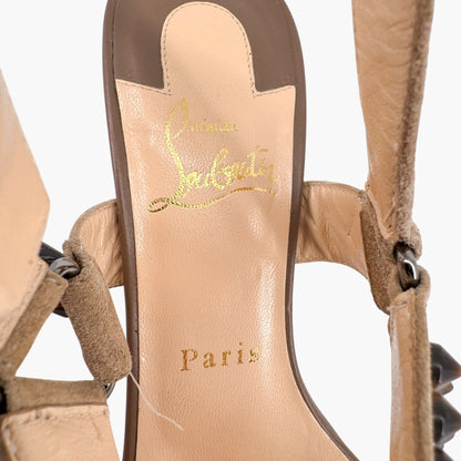 Christian Louboutin Bikee Bike Spike Sandals in Beige Suede – Size 37.5