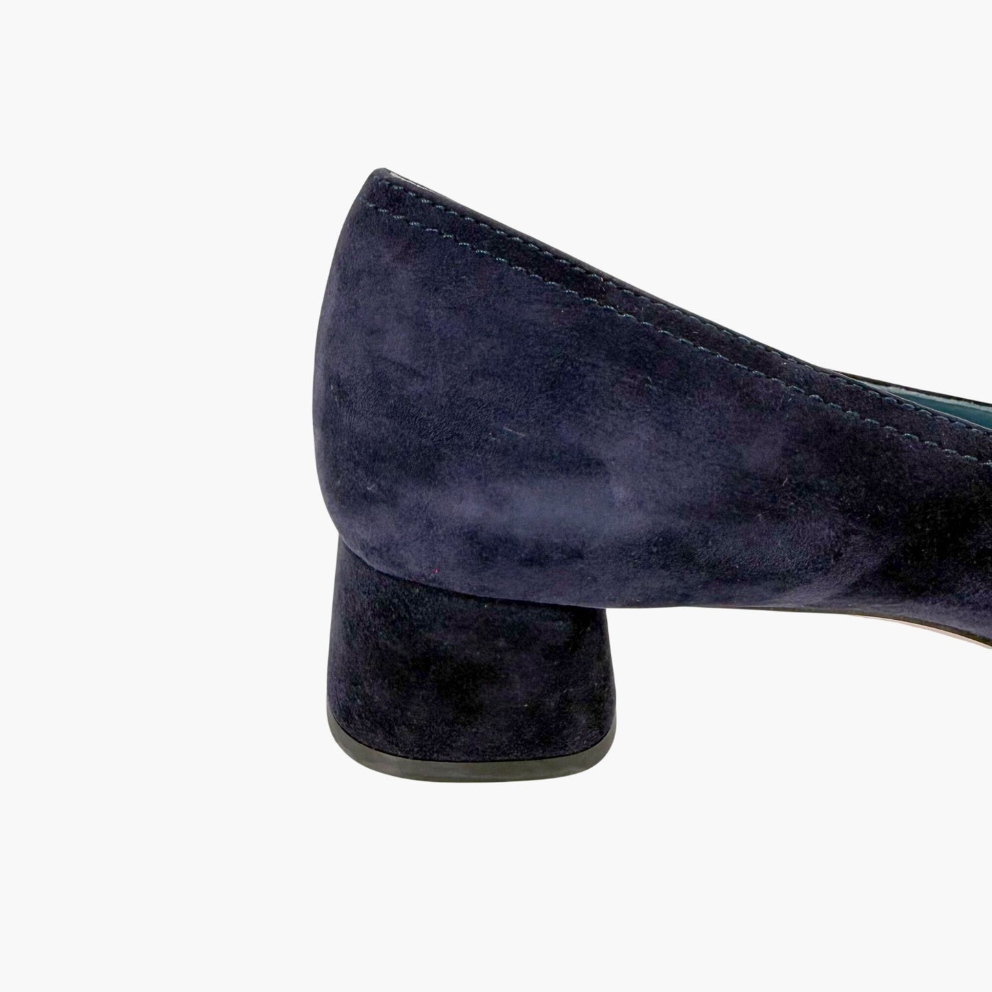 Prada Logo Loafer Pumps in Navy Blue Suede Size 37.5