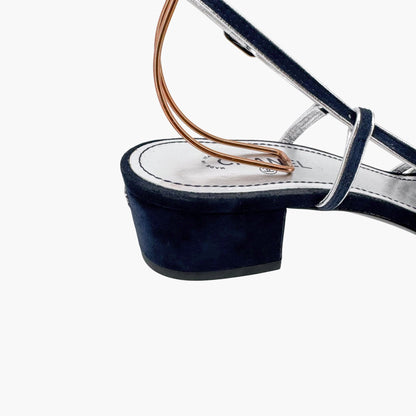 Chanel Strappy CC Block Heel Slingback Sandals in Navy Suede – Size 37