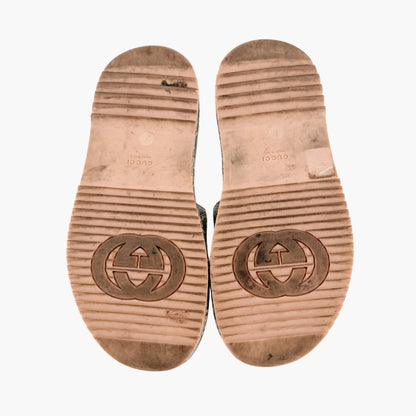 Gucci Angelina Platform Slide Sandals Silver GG Size 37