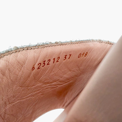 Gucci Angelina Platform Slide Sandals Silver GG Size 37