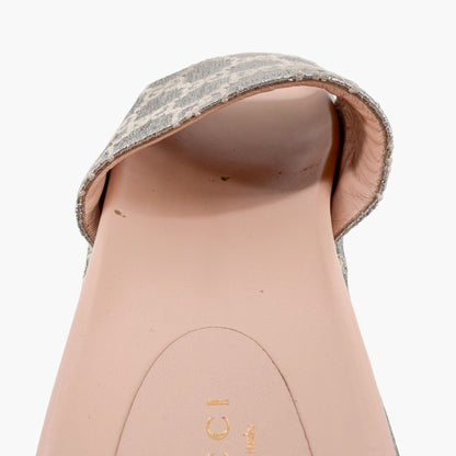 Gucci Angelina Platform Slide Sandals Silver GG Size 37