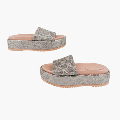 Gucci Angelina Platform Slide Sandals Silver GG Size 37
