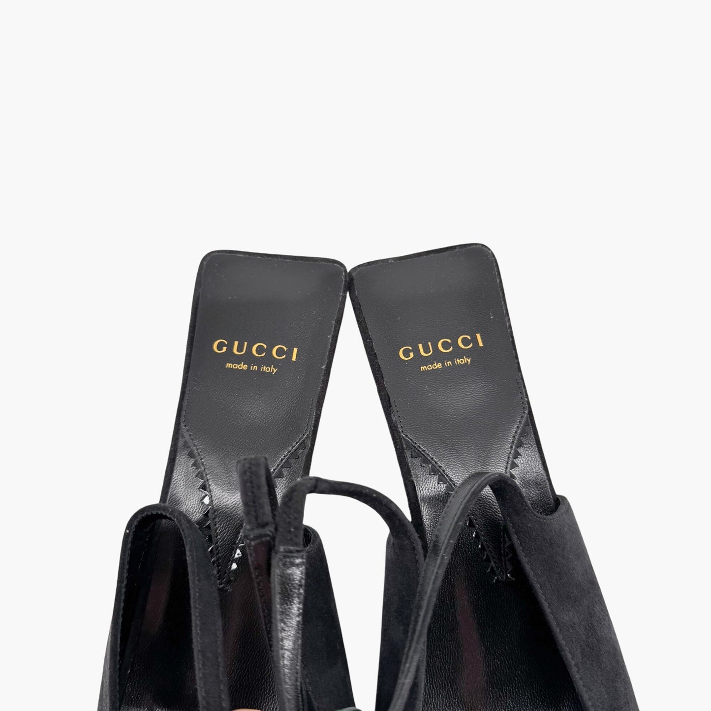 Gucci Tiger Pointed Toe Slingback Pumps in White Leather & Black Suede Size 40
