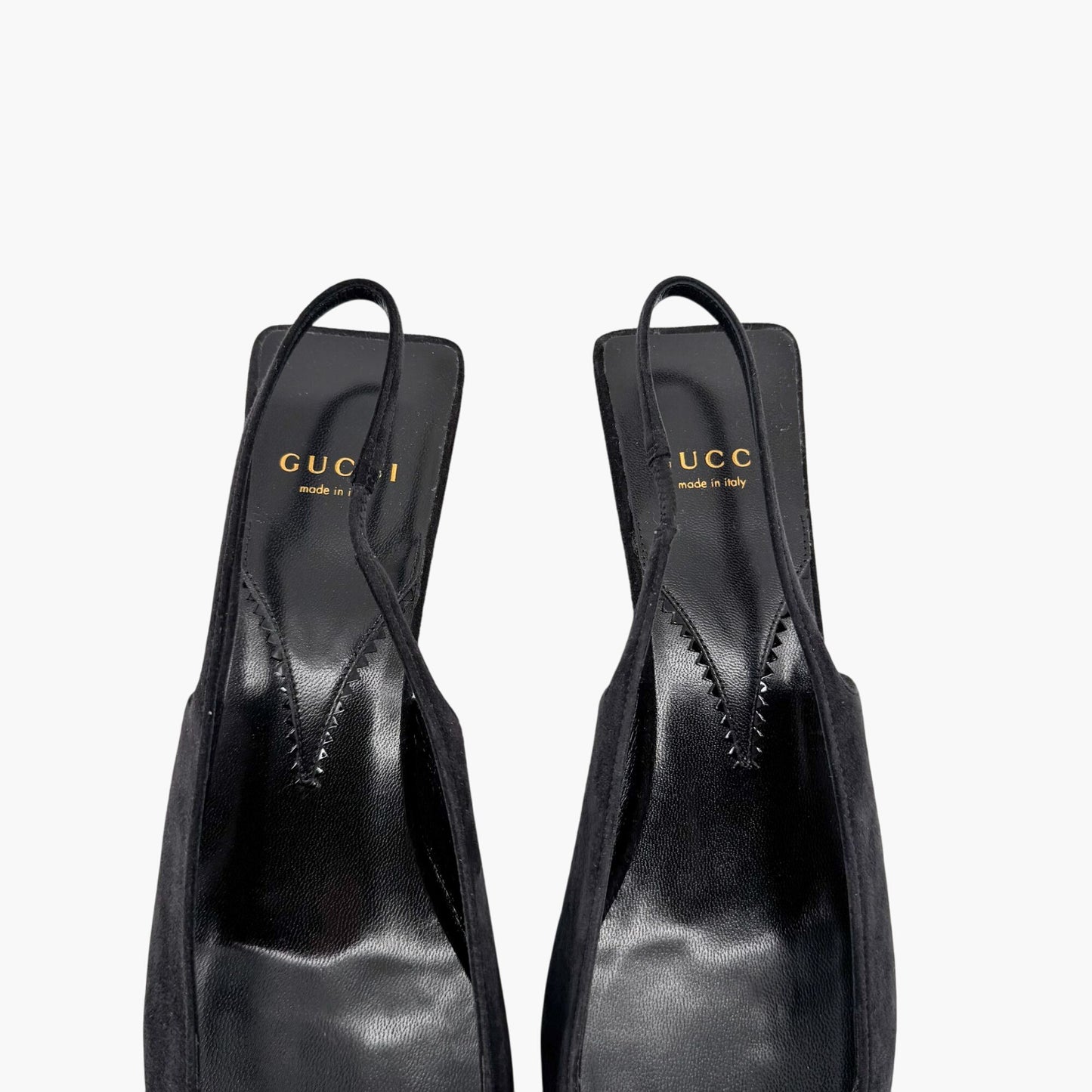 Gucci Tiger Pointed Toe Slingback Pumps in White Leather & Black Suede Size 40