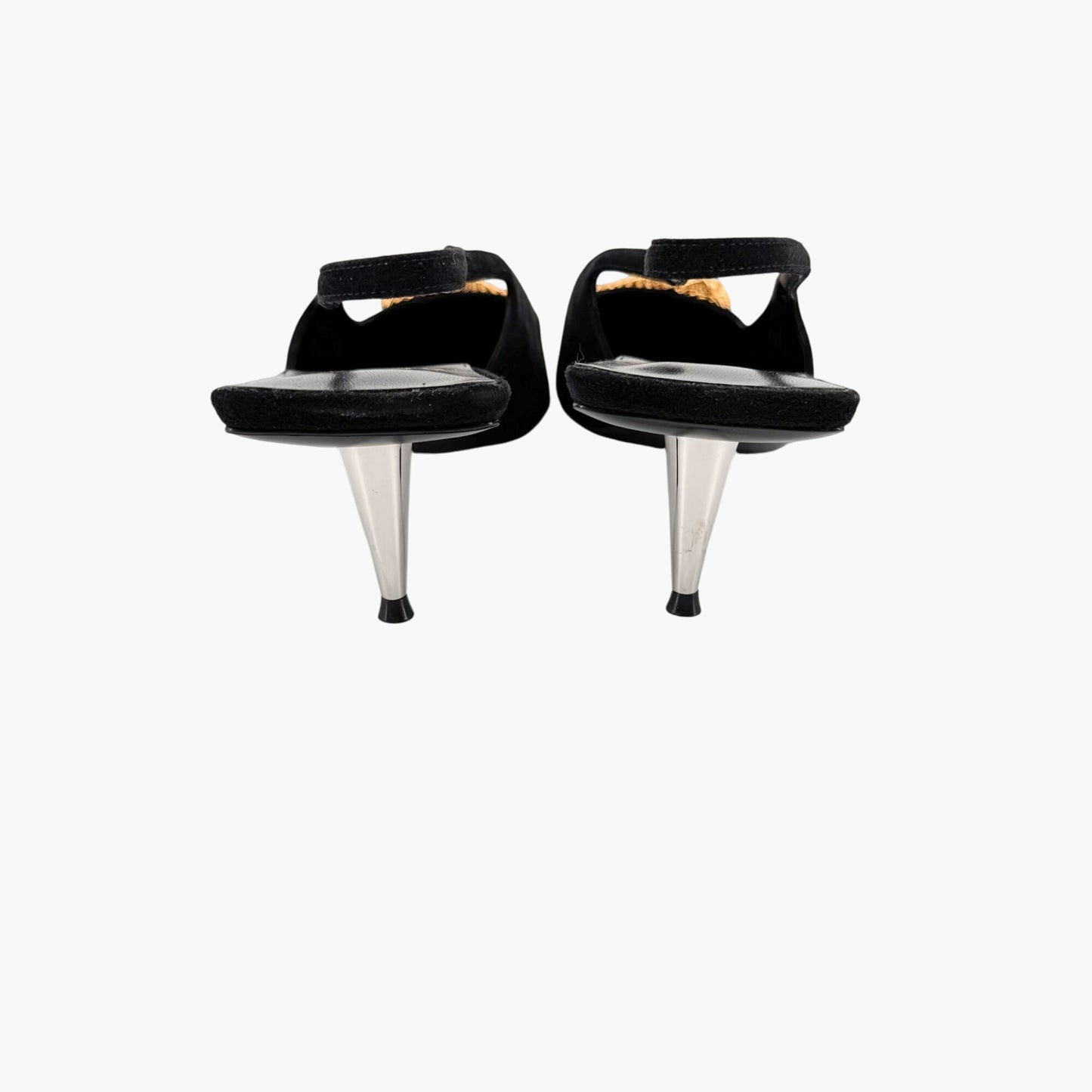 Gucci Tiger Pointed Toe Slingback Pumps in White Leather & Black Suede Size 40