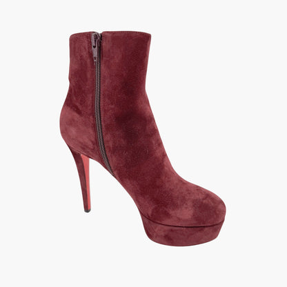 Christian Louboutin Bianca Booty 120 in Orthodoxe Red Suede Size 37.5