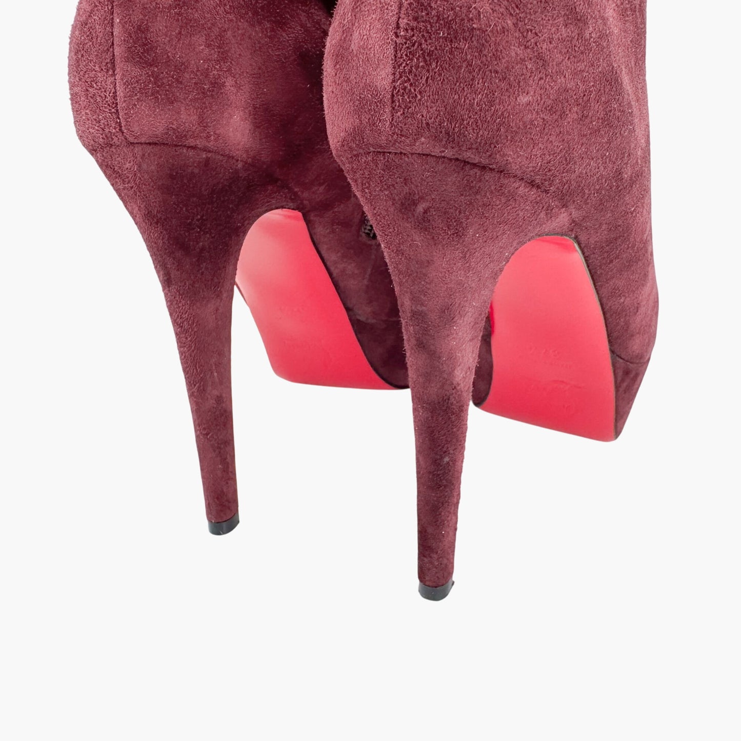 Christian Louboutin Bianca Booty 120 in Orthodoxe Red Suede Size 37.5