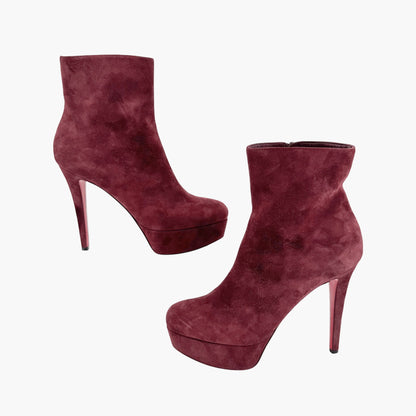 Christian Louboutin Bianca Booty 120 in Orthodoxe Red Suede Size 37.5