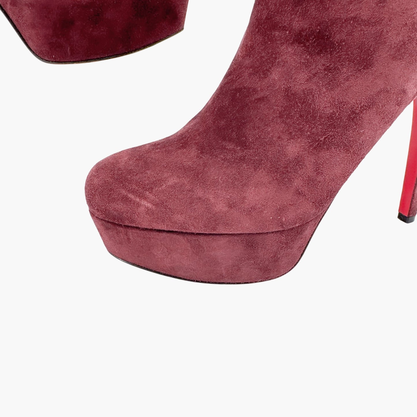 Christian Louboutin Bianca Booty 120 in Orthodoxe Red Suede Size 37.5