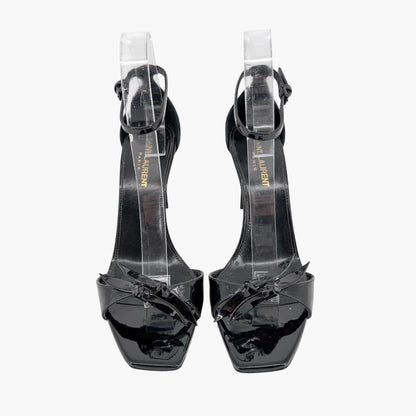 Saint Laurent Bea 90 Knot Sandals Black Patent Size 38.5