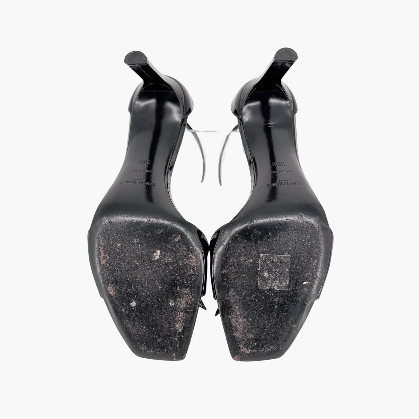Saint Laurent Bea 90 Knot Sandals Black Patent Size 38.5