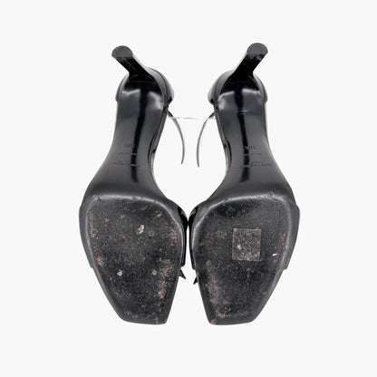 Saint Laurent Bea 90 Knot Sandals Black Patent Size 38.5