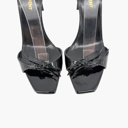Saint Laurent Bea 90 Knot Sandals Black Patent Size 38.5