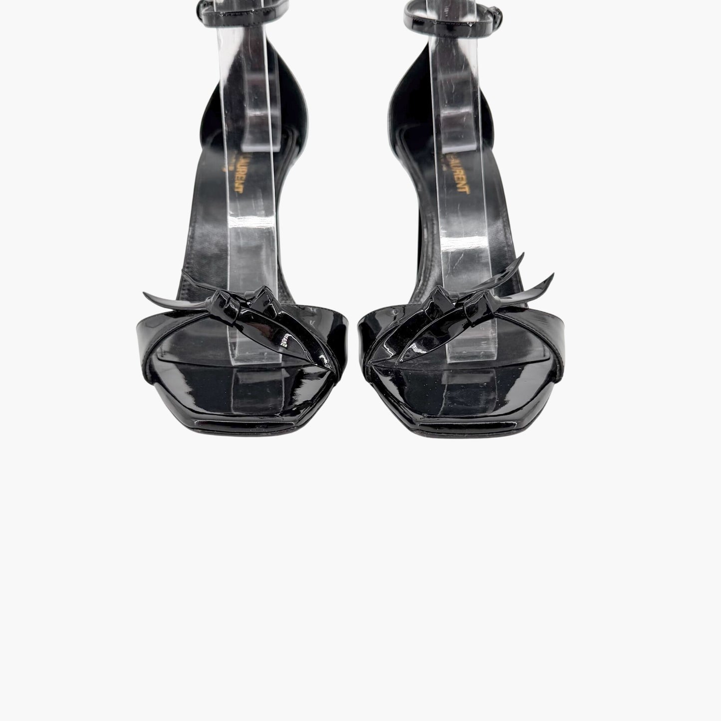 Saint Laurent Bea 90 Knot Sandals Black Patent Size 38.5