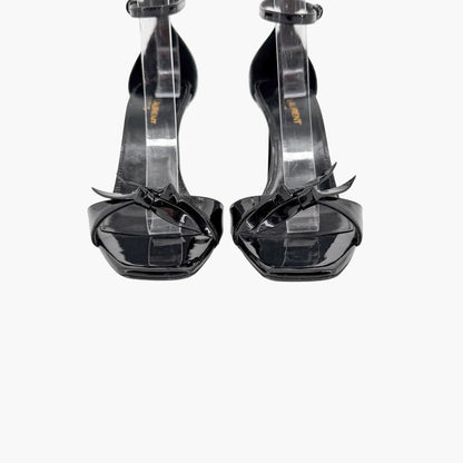 Saint Laurent Bea 90 Knot Sandals Black Patent Size 38.5