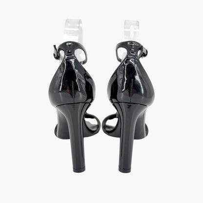 Saint Laurent Bea 90 Knot Sandals Black Patent Size 38.5