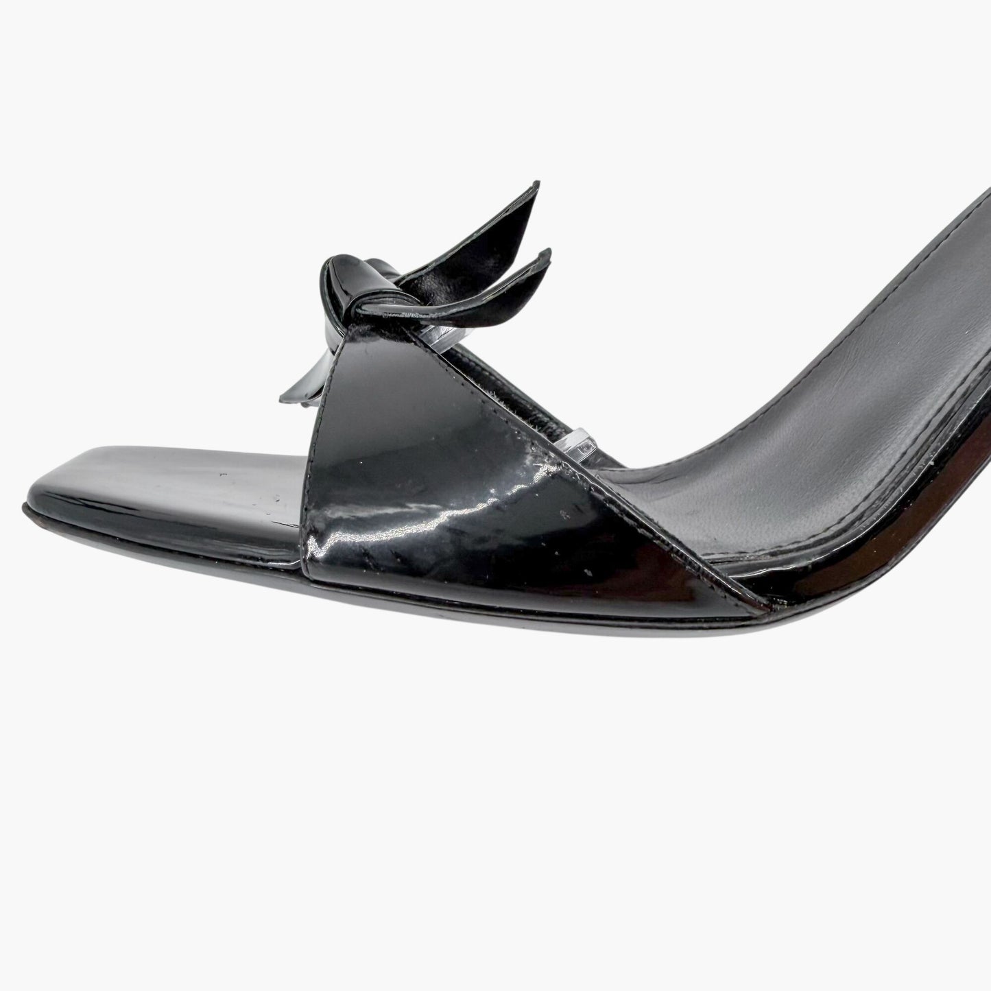 Saint Laurent Bea 90 Knot Sandals Black Patent Size 38.5