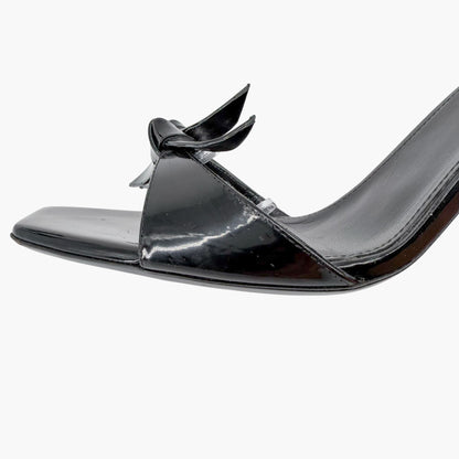 Saint Laurent Bea 90 Knot Sandals Black Patent Size 38.5