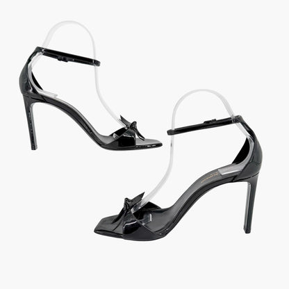 Saint Laurent Bea 90 Knot Sandals Black Patent Size 38.5
