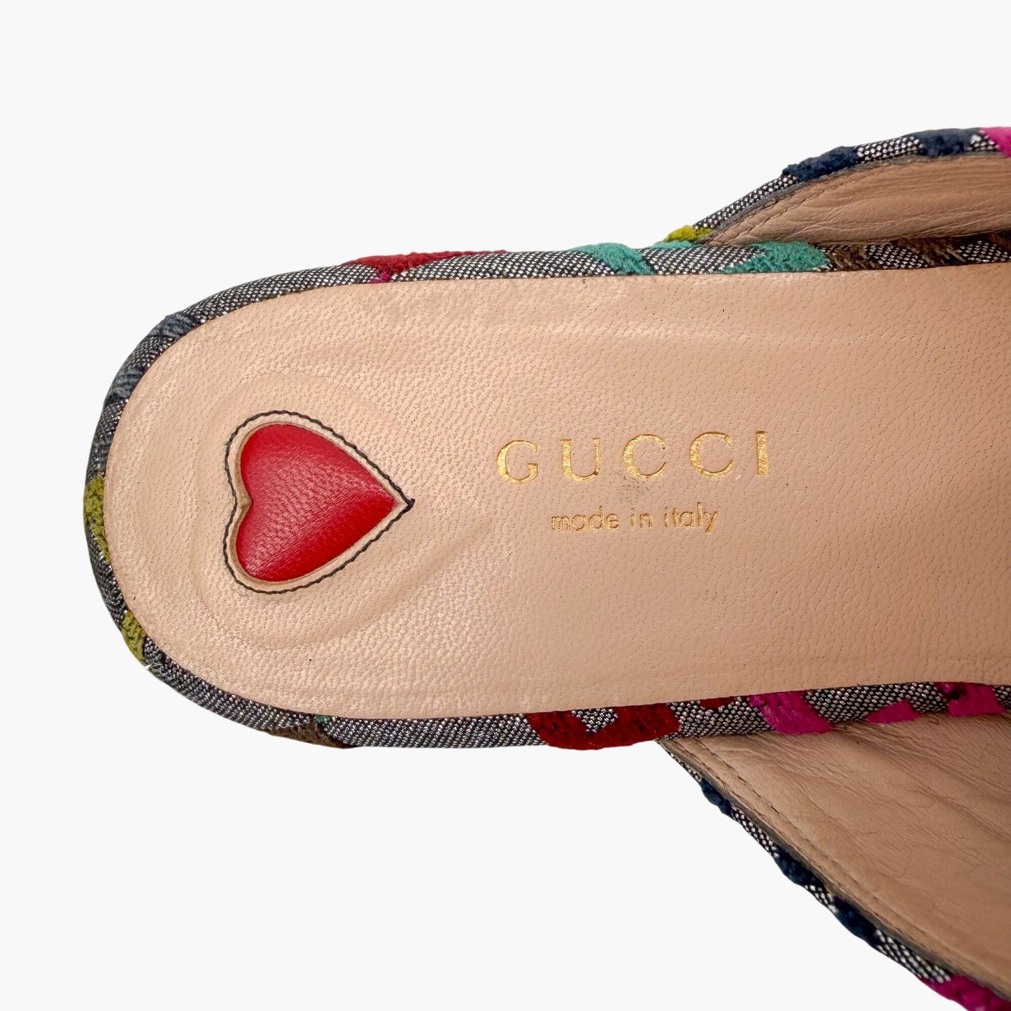Gucci GG Brocade Princetown Mules Silver Size 37
