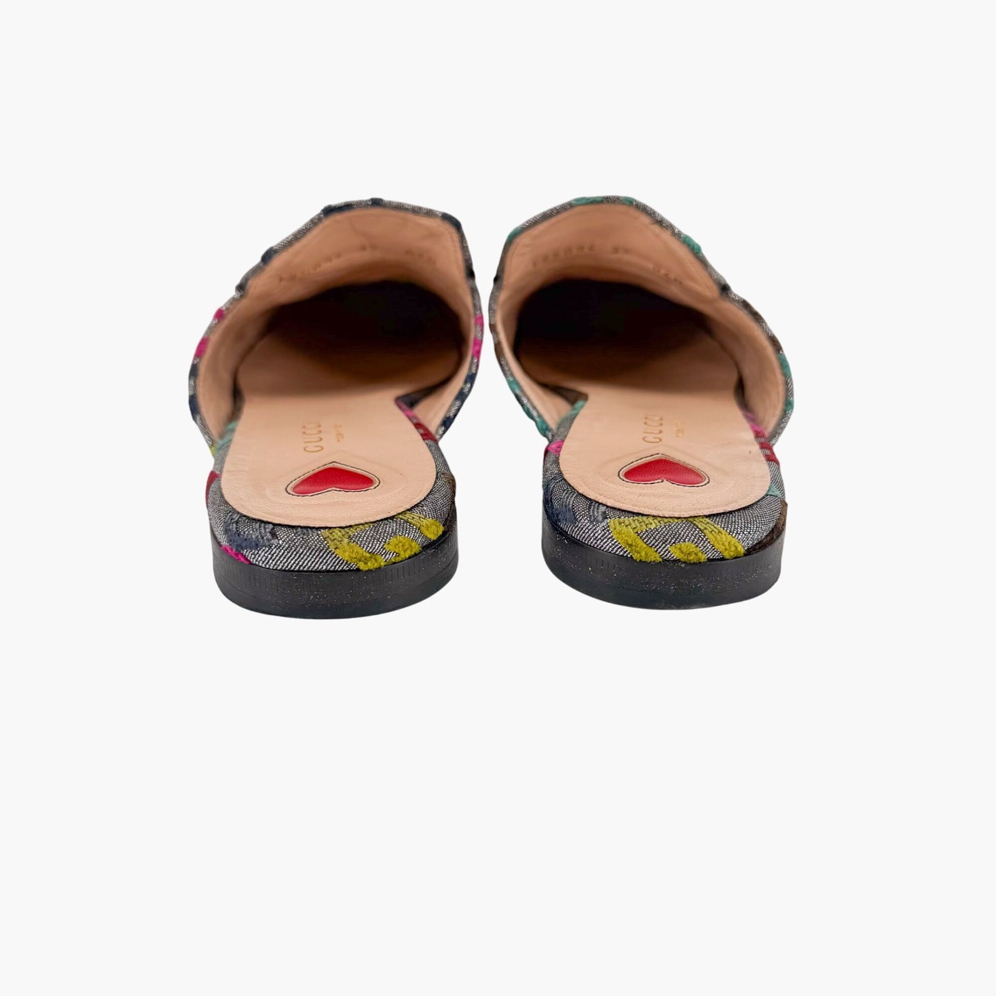 Gucci GG Brocade Princetown Mules Silver Size 37