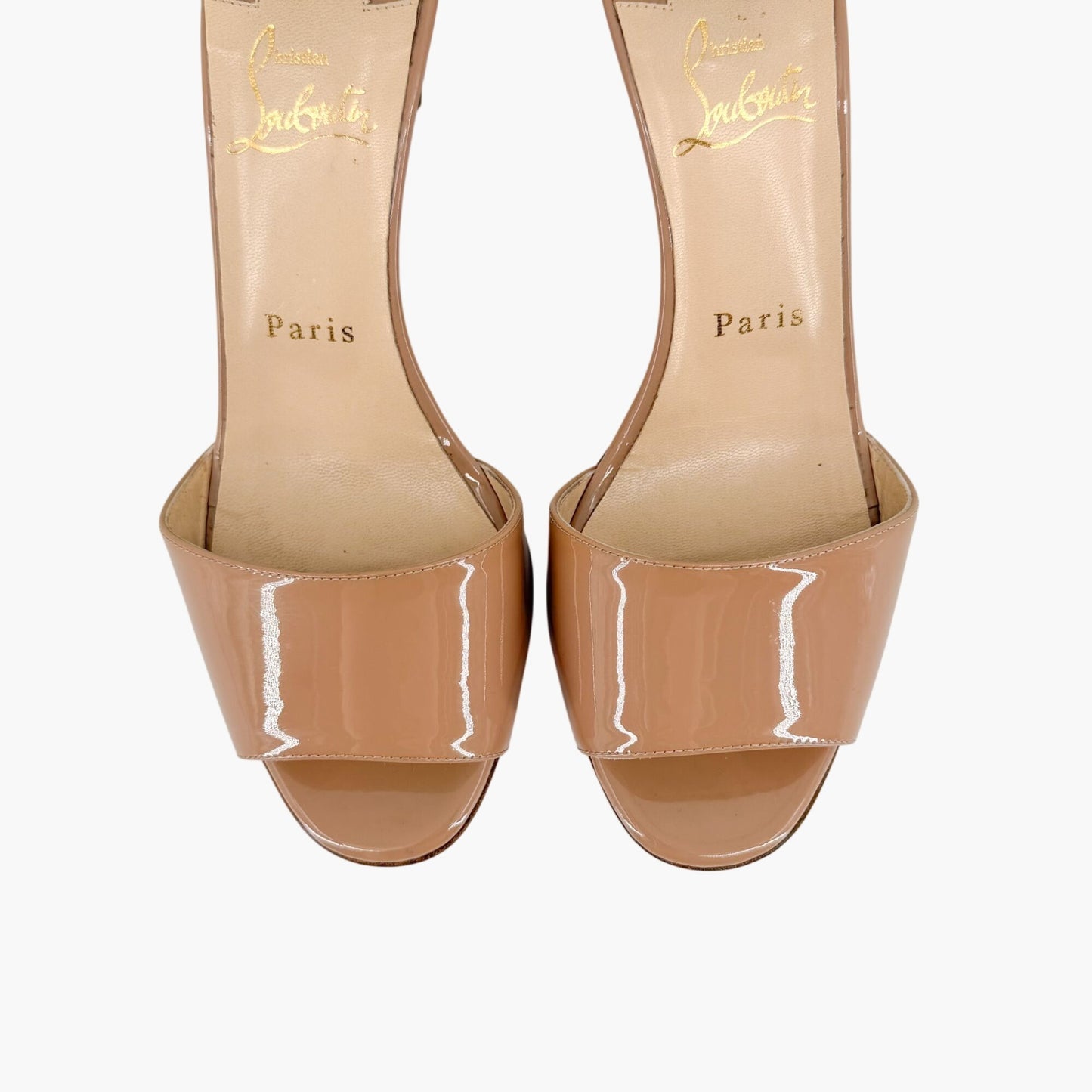 Christian Louboutin Tropanita Sandals Nude Patent Size 37