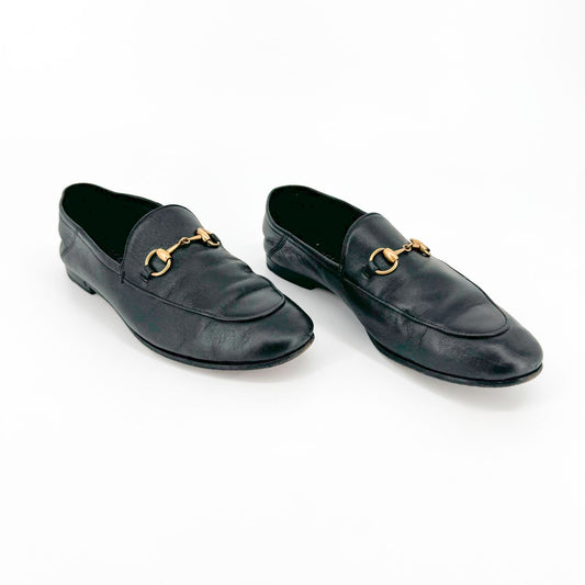 Gucci Brixton Horsebit Loafers in Black Leather Size 37.5