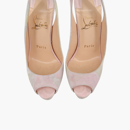 Christian Louboutin Watercolor Suede Platform Slingback Heels – Size 36.5