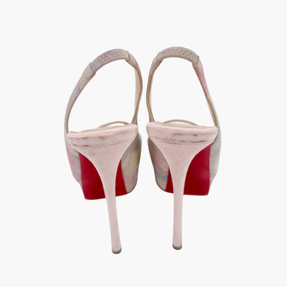 Christian Louboutin Watercolor Suede Platform Slingback Heels – Size 36.5