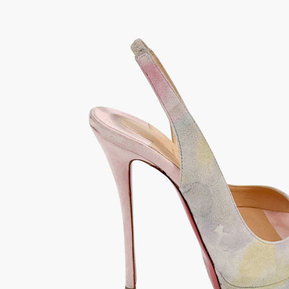 Christian Louboutin Watercolor Suede Platform Slingback Heels – Size 36.5