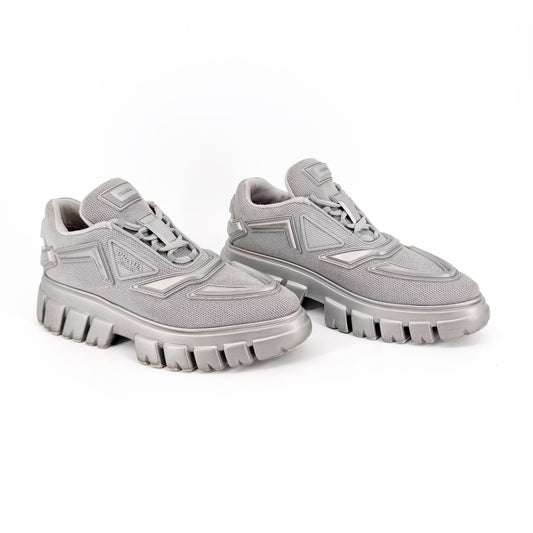 Prada Monolith Evolution Thunder Sneakers Silver Mesh Size 38.5