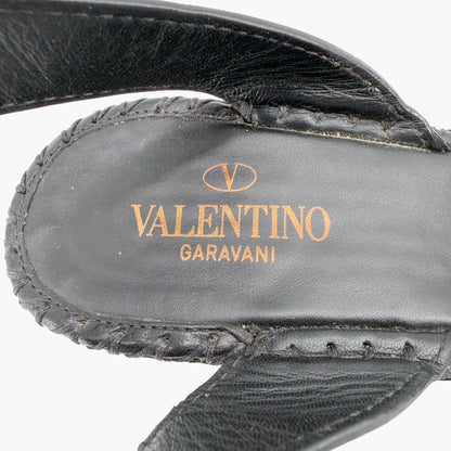 Valentino VLogo Espadrille Wedge Sandals Black Size 38