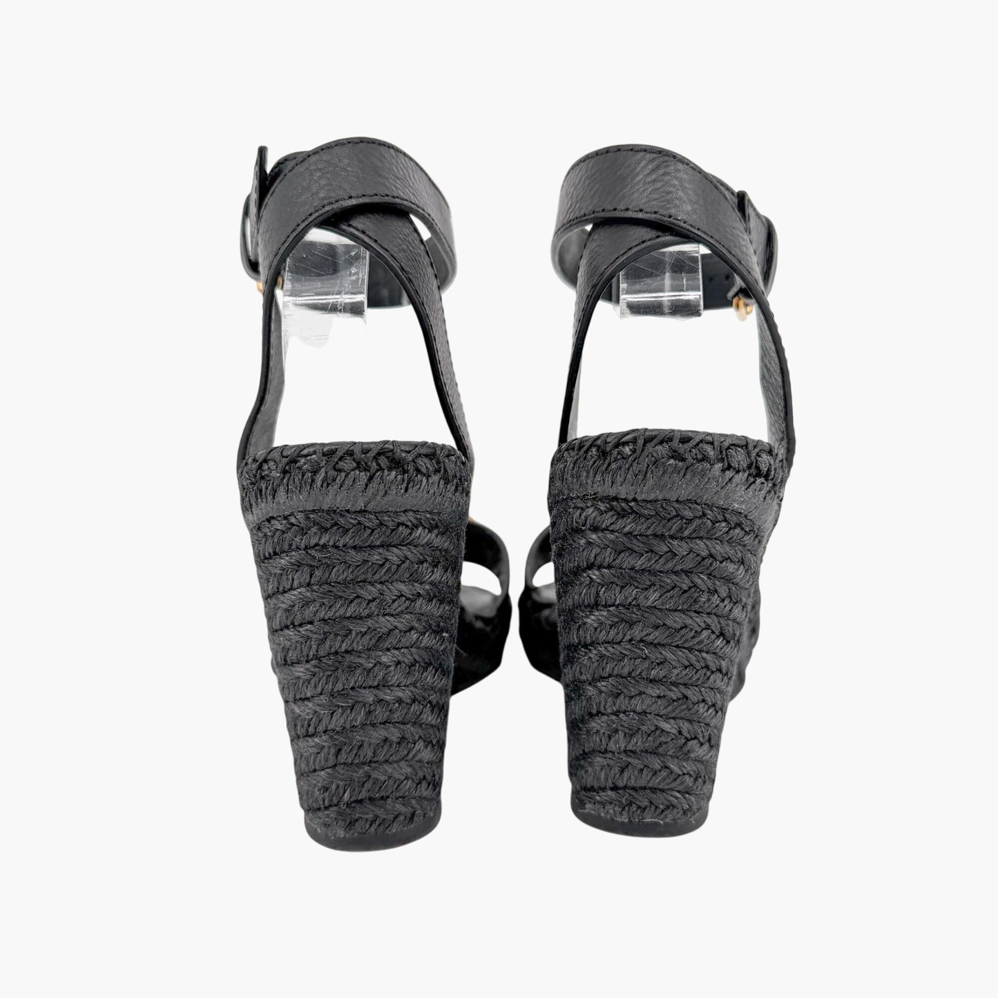 Valentino VLogo Espadrille Wedge Sandals Black Size 38