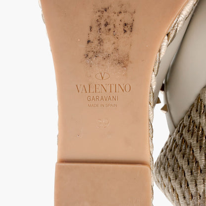 Valentino Garavani Torchon Rockstud Wedge Mules White Size 39